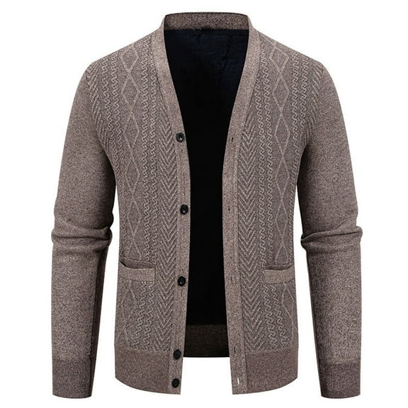 Wancir Men's Casual Long Sleeve Shawl Collar Buttons Down Cable Knit Cardigan Sweater