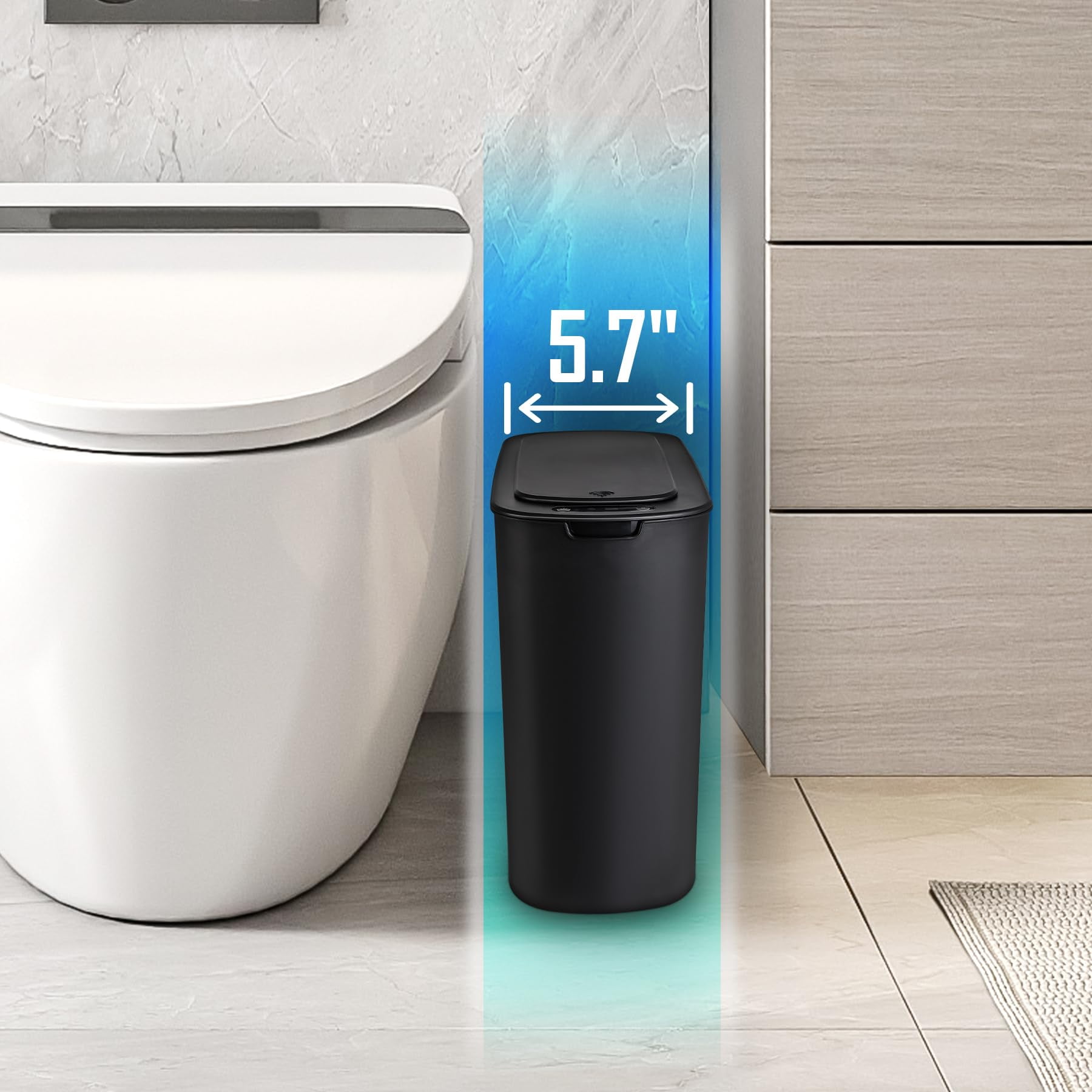 Cesun 2.6 Gallon Trash Can, Touchless Sensor for Bathroom, Office, Rv, Bedroom, Living Room, Black