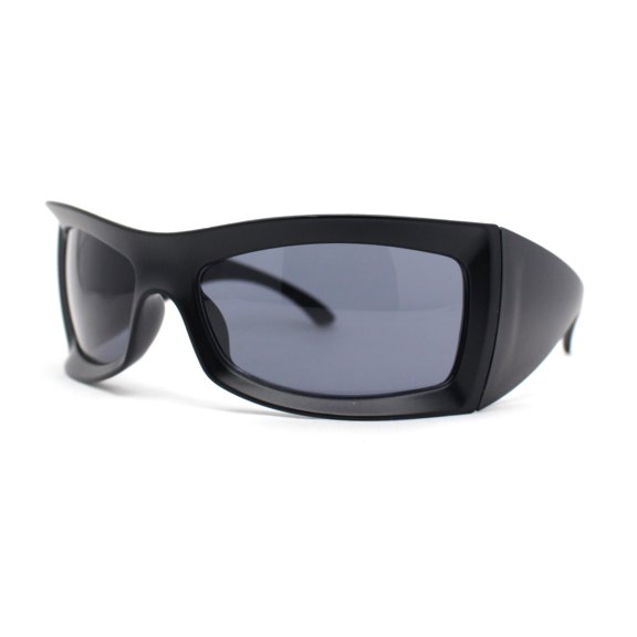 Runway XXL Oversized Wrap Around Exaggerated Sport Sunglasses All Black
