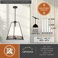 thumbnail image 4 of Benton 3L Black Wire Cage Modern Industrial Pendant Light White Linen Shade, 4 of 12
