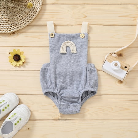 

THE WILD Newborn Baby Boy Girl Rainbow Embroidery Romper Sleeveless Backless Jumpsuit