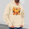 thumbnail image 2 of WREESH Graphic Hoodies for Men Thanksgiving Turkey Print Long Sleeve Casual Streetwear Pullover Sweatshirt with Pocket Beige, 2 of 5