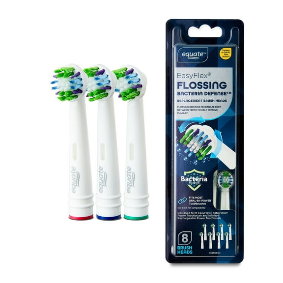 Equate EasyFlex Flossing Replacement Brush Heads, Replace-Me Bristles, 8 Count