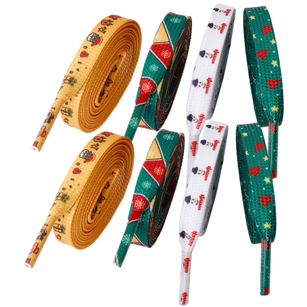 4 Pairs Christmas Shoelaces Colored Flat Shoestrings Sneakers Boots