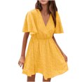 thumbnail image 1 of SMihono Robe d'Été Grande Taille pour Femmes 2023 Mode Imprimée Décontractée Printemps et Été Col en V Manches Courtes Longueur Genou, 1 of 3