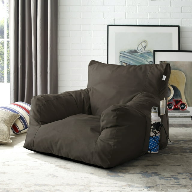 Loungie Fauteuil Poire en Mousse Confortable avec Support Dorsal, Marron (Ensemble de 1)