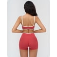 thumbnail image 5 of PISONIC Women Two Piece Workout Sets Color Block Sports Bra and High Waist Shorts Gym Yoga Athletic Outfits, 5 of 7
