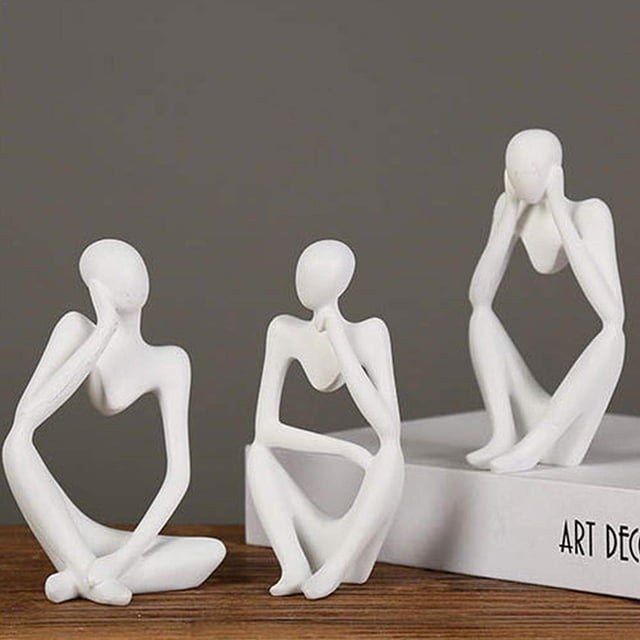 Juego de 3 mini esculturas abstractas de resina, adornos de mesa, decoración para sala de estar y TV, manualidades oso de fresa Electrónica