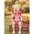thumbnail image 6 of Loicainy Toddler Baby Girl Summer Outfit 6 9 12 18 24 Months 2T 3T Strawberry Embroidered Plaid Bows Ruffled Trim Tank Tops and Shorts 2 Pcs Clothes Set, 6 of 10
