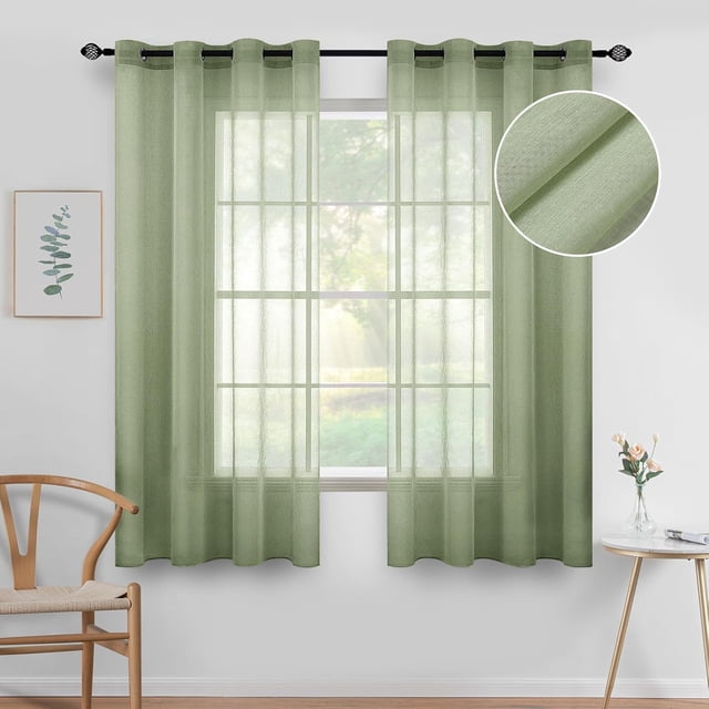 2 Panneaux Rideaux de Fenêtre Semi-Transparents Terracotta Boho à Œillets Voilage Texturé en Lin pour Chambre Salon Rouille Rétro Automne Déco Moderne (54X84 Pouces)