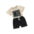 thumbnail image 2 of Elippeo Baby Girls 2 Piece Outfit 6M 12M 18M 24M 3Y Letter Print Short Sleeve T-Shirt and Elastic Shorts Set Summer Clothes, 2 of 10