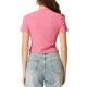 thumbnail image 3 of Top corto asimétrico INSPIRE CHIC para mujeres, camiseta de manga corta con escote cuadrado rosa XL, 3 of 5