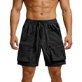 thumbnail image 2 of Men's Quick Dry Cargo Shorts Summer Work Out Shorts, Elastic Drawstring Waist with Zippered Pockets, Casual Athletic Shorts for Men Beach & Poolside Black 4XL, 2 of 9