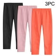 thumbnail image 2 of Ashirexll Leggings for Girls, Summer Pants, 3PC Solid Color Leggings for Girls 3-14Y Summer Casual Elastic Waist Long Pants, 2 of 7
