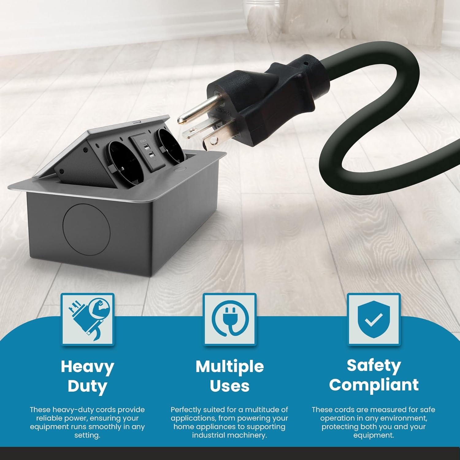 IronBox Electric NEMA 5-20P to 5-20R Extension Cord - 20A, 125V,12/3 SJT Jacket - Heavy Duty Outdoor Generator Cords & Plugs - UL Listed Extension Cable for Data Centers, Camper & More (6 ft,Molded)