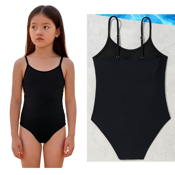 Kids Girl Swimsuit Bikini 1-Piece Bathing Suits Quick Dry Beach Swimwear with Adjustable Straps Kids 1 Piece Swimsuit 8-9 Years