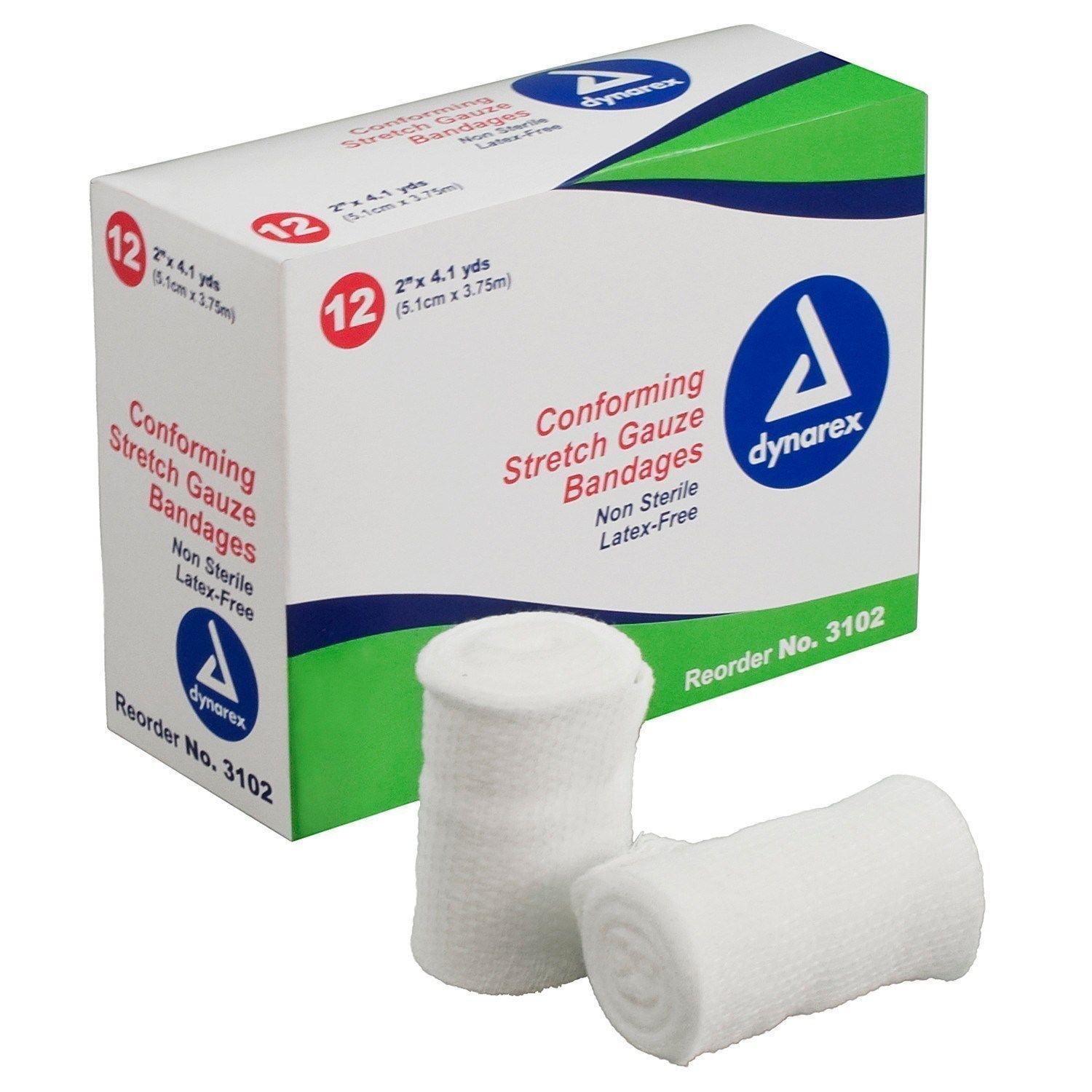 Dynarex CONFORMING STRETCH GAUZE BANDAGES, 4" x 4.1 Yards Bandage Wraps