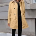 thumbnail image 2 of Women's Winter Wool Mid Length Coat Notched Lapel Buttoned Trench Coat Coat, 2 of 5