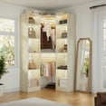thumbnail image 3 of Homieasy Corner Closet System with 12 Shelves, 40" Large Corner Closet Organizer System with 2 Hanging Rods, Versatile 6-Tier Walk-in Closets for Corner Space, White Oak, 3 of 9