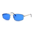 thumbnail image 2 of Mens Retro Vintage Style Narrow Trianglular Metal Rim Sunglasses Gold Blue, 2 of 4