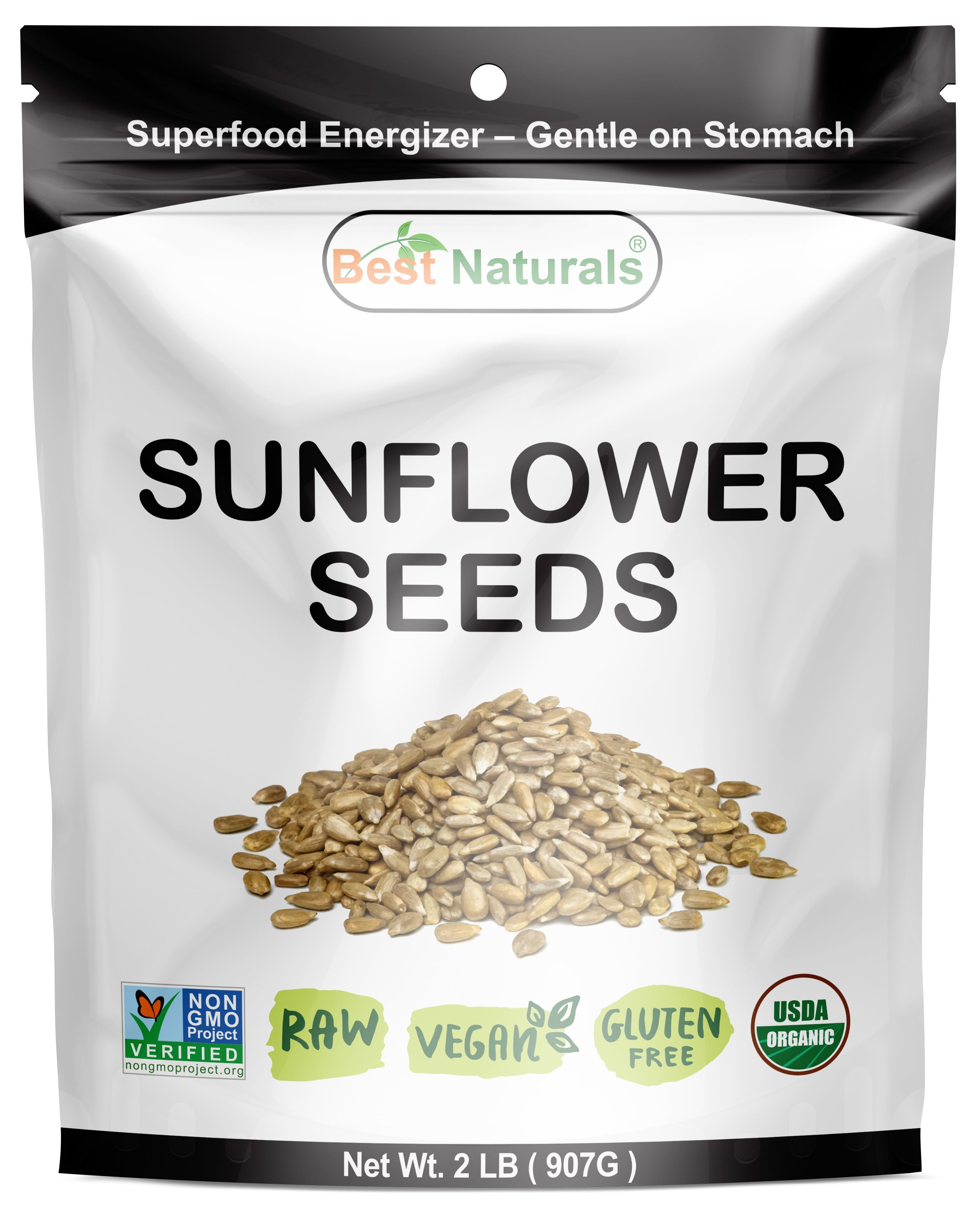 Best Naturals Certified Organic Hulled Sunflower Seeds 2 Pound Raw