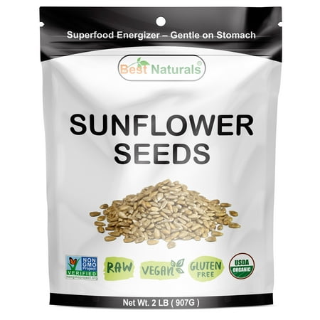 Best Naturals Certified Organic Hulled Sunflower Seeds 2 Pound - Raw - Vegan - Gluten Free - Non-gmo Project