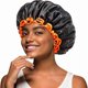 thumbnail image 1 of wonima11 Black Shower Caps 2 Packs, Double Layers Waterproof Bathing Hair Cap with Reusable Soft Comfortable PEVA Lining, Cute, Non-fading & Stretchy Shower Hat Medium (Pack of 2) Black + Orange, 1 of 1