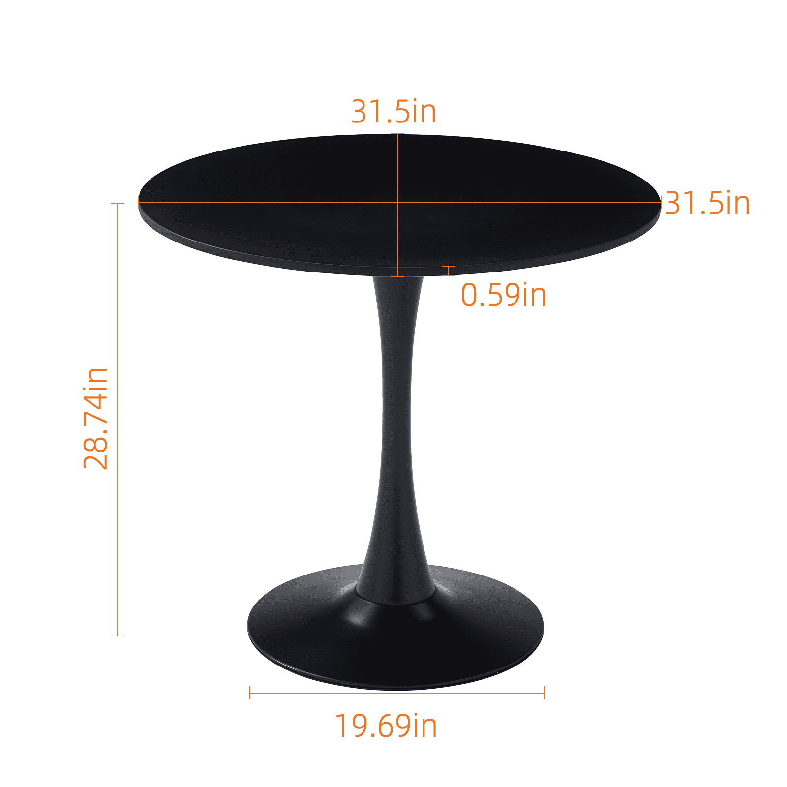 Round Dining Table 31.5 Inch with Tulip Pedestal Base, Modern Bistro Table and Kitchen Table for Small Spaces, Black