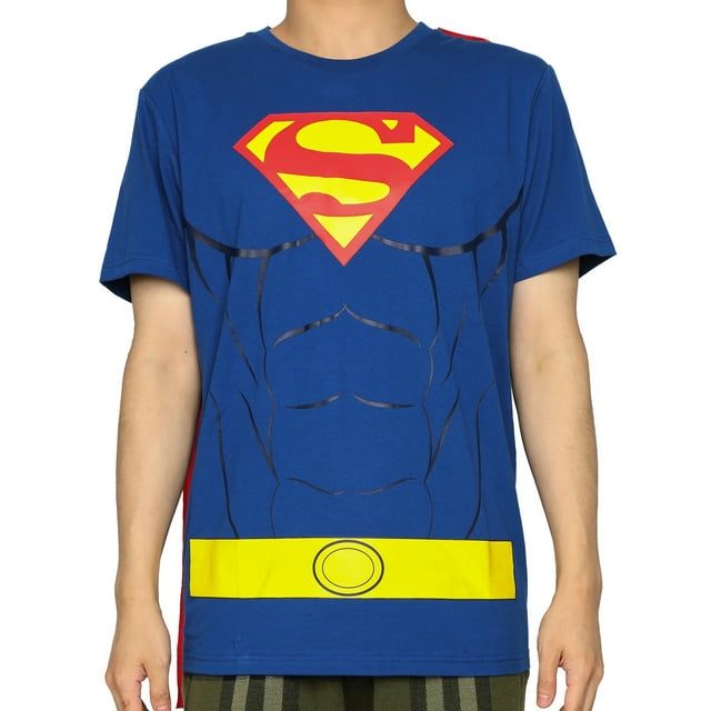 DC Comics Superman T-Shirt de Cosplay Bleu avec Cape