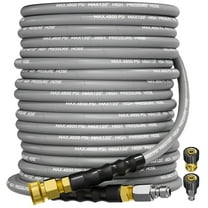 75FT 3/8" 4800PSI Pressure Washer Hose with Swivel Quick Connect for Cold/Hot Water Max 248°F, Kink Resistant Steel Wire Braided, Wear Resistant Power Washer Hose with M22 14mm Adapter