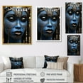 thumbnail image 4 of Designart "Traditional Beautiful African Woman in Gold & Blue II" Fashion Canvas Wall Art - Glam Blue Woman African American Entryway Wall Art Print, 4 of 6