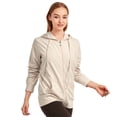 thumbnail image 2 of 247 Frenzy Women's Active Essentials Sofra Cottonbell Lightweight Full Zip Drawstring Cotton Hoodie with Front Pouch Pockets - Oatmeal * WALMART EXCLUSIVE *, 2 of 4