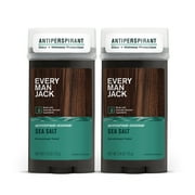Every Man Jack Antiperspirant Deodorant for Men, Sea Salt, Twin Pack, 2.6oz each