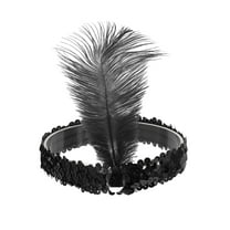 Unique Bargains 1 Pc Feathers Faux Diamond Headbands for Women Black