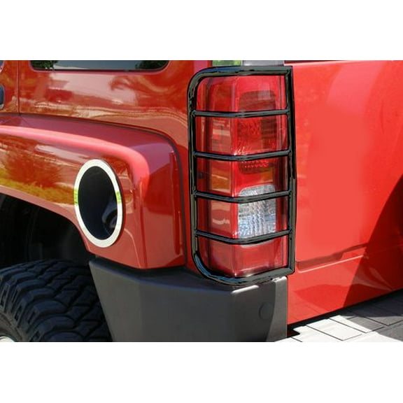 Black Horse Tail Light Guards Black Compatible with 2006-2010 Hummer H3-7G020206A