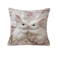 thumbnail image 2 of Easter Pillow Cover, Embroidered Rabbit Throw Pillowcase, Soft Polyester with Invisible Zipper, for Sofa, Chair and Bedroom Holiday Decor, 17.72x17.72 Inches, 2 of 6