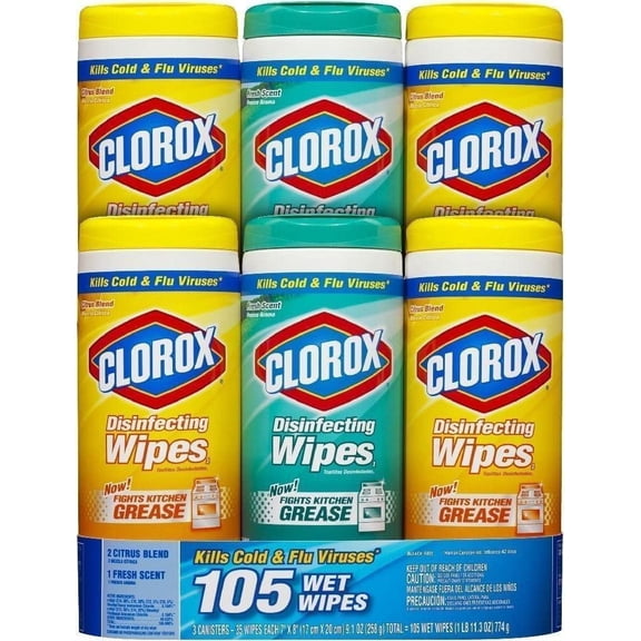 Clorox Disinfecting Wipes 3pk - Disposable Household Cleaning Wipes - 3-Pack, White, Citrus — Residential Use, Standard Application