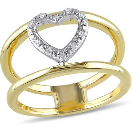 Miabella Diamond-Accent Two-Tone Sterling Silver Double Band Design Heart Ring