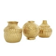 thumbnail image 6 of DecMode 5"W, 6"H Abstract Small Textured Gold Ceramic Vase with Varying Shapes and Patterns, Set of 3, 6 of 10
