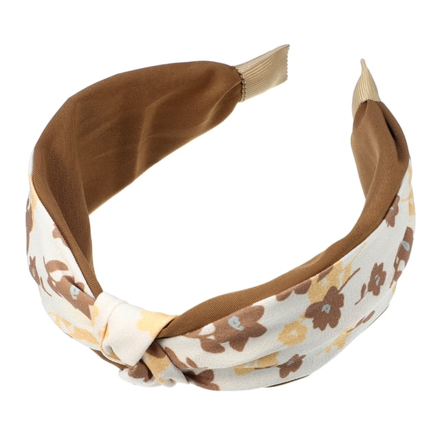 Diademas con nudo floral, antideslizantes, accesorios para el cabello de 2,36 pulgadas de ancho, diademas marrones para mujer