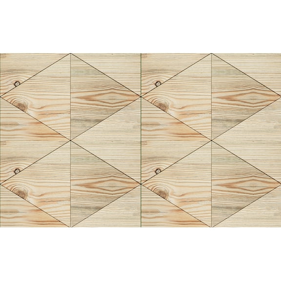 MuralsPrint Triangle Wood Looking Removable Wallpaper - 10'ft H x 24''inch W