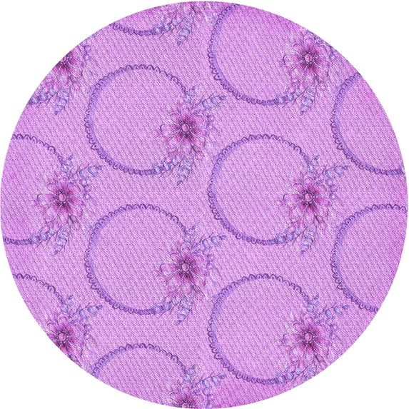 Ahgly Company Indoor Round Patterned Violet Purple Area Rugs, 5' Round