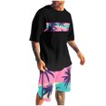 thumbnail image 3 of VBTAPA Mens T Shirt and Shorts Set Palm Tree Graphic Printed Casual Workout Sets Tropical Summer Track Suit 2 Piece Set Limited Time Sales Black M, 3 of 6