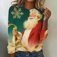 thumbnail image 5 of Uootdi Vintage Christmas Long Sleeve Gift Sweatshirts for Women Funny Cute Santa Claus Shirts Xmas Tree Printed Holiday Pullove r, 5 of 5