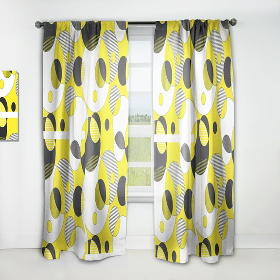 Designart 'Circular Abstract Retro Pattern Geometric I' Mid-Century Modern Curtain Panel