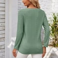 thumbnail image 7 of ATOYSOY Casual Loose Eyelet Shirts for Women V Neck Pullovers Button Trendy Long Sleeve Tees Solid Color Tops Outwear Fall Green XL, 7 of 7