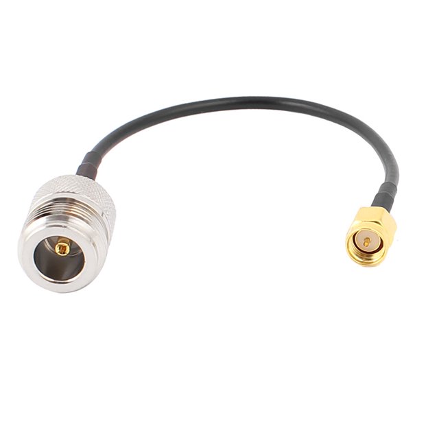 Cable pigtail coaxial RG174 SMA-J macho a N-K hembra de 15 cm