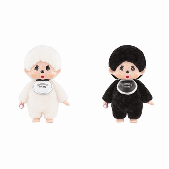 Set 2 Monchhichi Flocked Black & White Sekiguchi