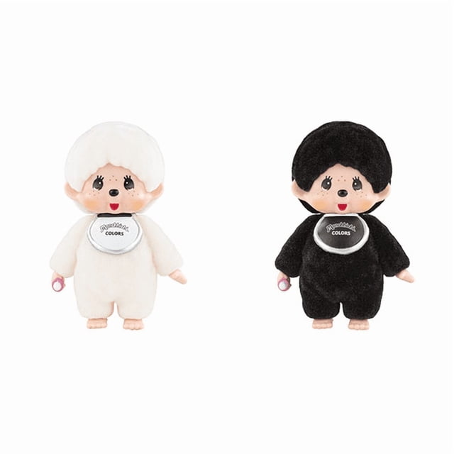 Set 2 Monchhichi Flocked Black & White Sekiguchi