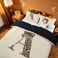 thumbnail image 3 of meiyoeat cheetah Bow Initial Bedding,Leopard Print Monogram A Duvet Cover Full,Black Reversible,3 Pieces,1 Duvet Cover and 2 Pillowcases, 3 of 6